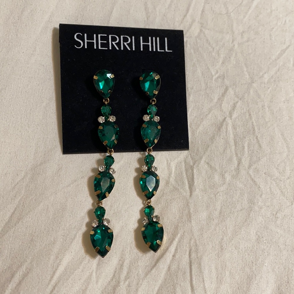 Sherri Hill green prom/formal earrings